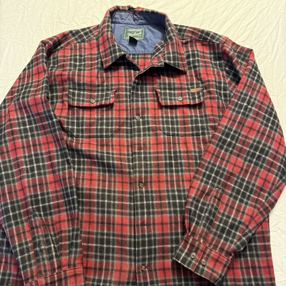 Woolrich Vintage Wool Flannel Shirt | Men’s XL | Red Gray Plaid | Button Down |